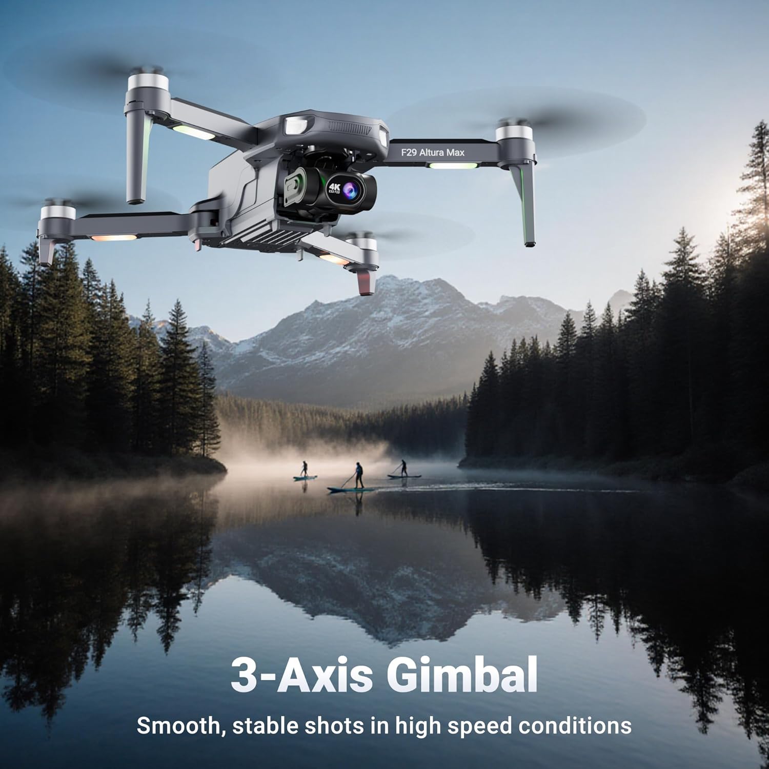 Contixo Foldable 4K Cinematic F29 Drone for Adults & Hobbyists, 3-Axis Gimbal, 5 Touchscreen Remote, GPS Return Home, Follow Me, Orbit Mode, Brushless Motor, 46 Min Flight Time (2 Batteries), 3KM Range