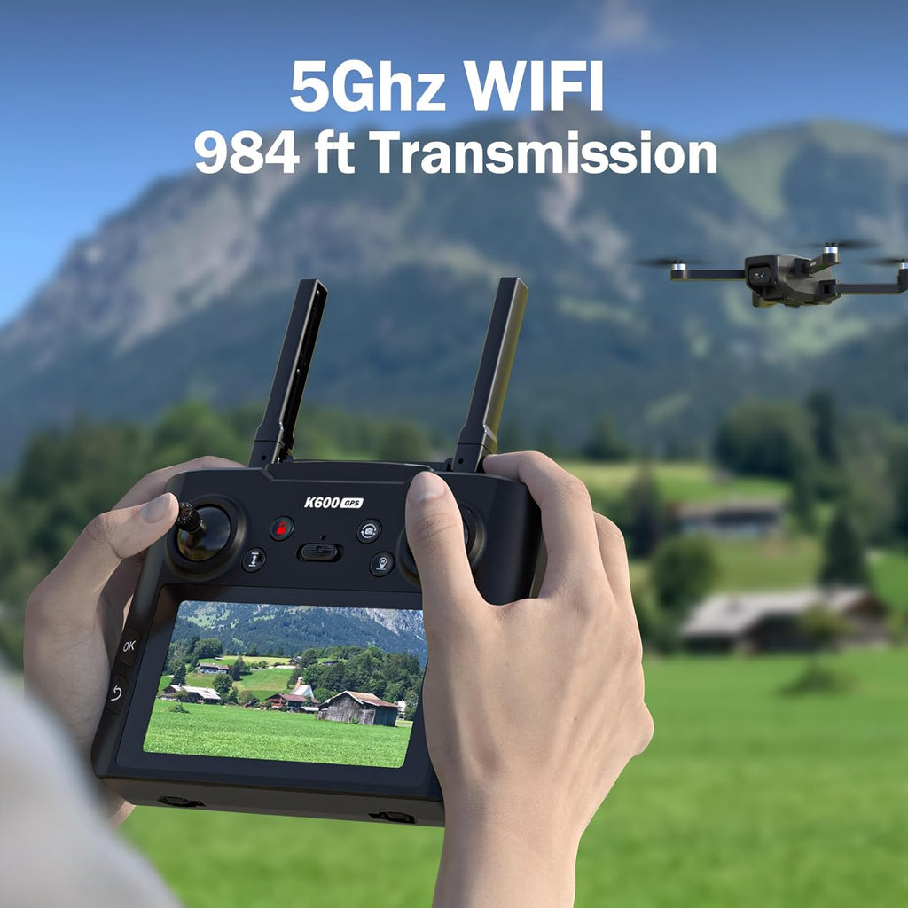 GPS Drone with EIS Camera 4.5 LCD Screen on Controller, FPV Drones Al Track&Orbit Mode with Professional with Auto Return Follow Me for Adult Beginner, GPS Brushless Drone Long Range Circle Fly,Under 249g
