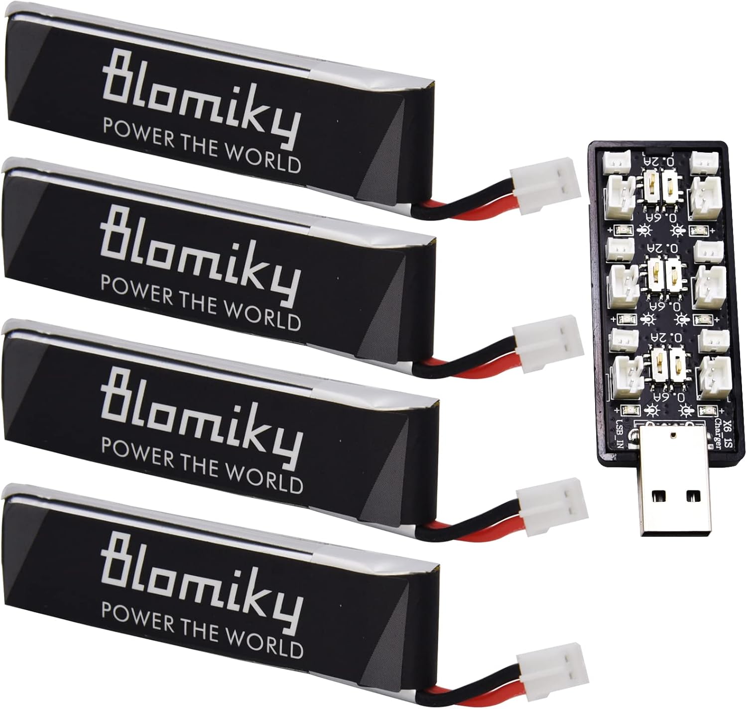Blomiky 4 Pack 1S 3.8V 450mAh 80C Lipo Battery with PH2.0 Plug Compatible with S Free Style RC Quadopter Drone / F4 Battery 4