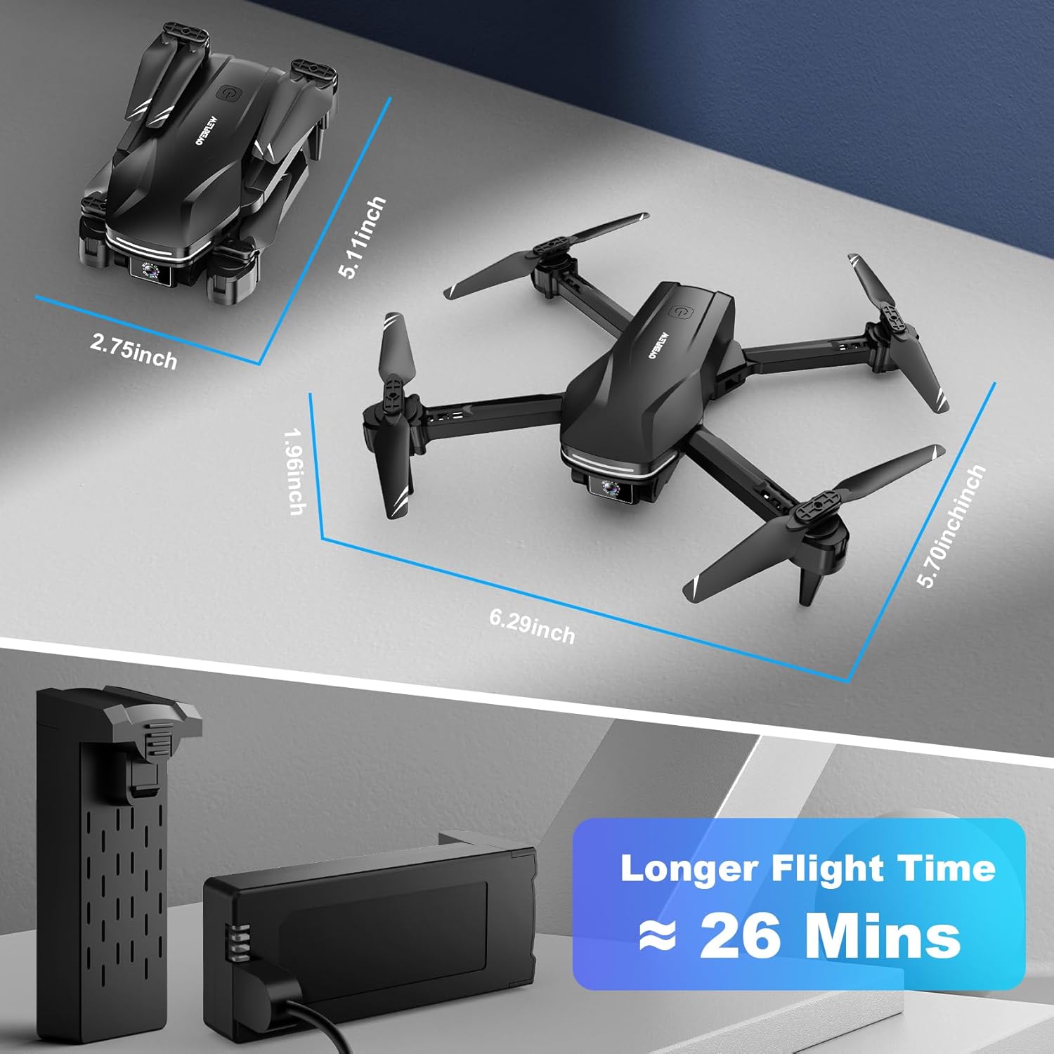 Drones with Camera for Adults 1080P HD Foldable Drone with Carrying Case Drone with One Key Take Off/Land, 3 Speed Mode, 360¡ã Flip Dark Black