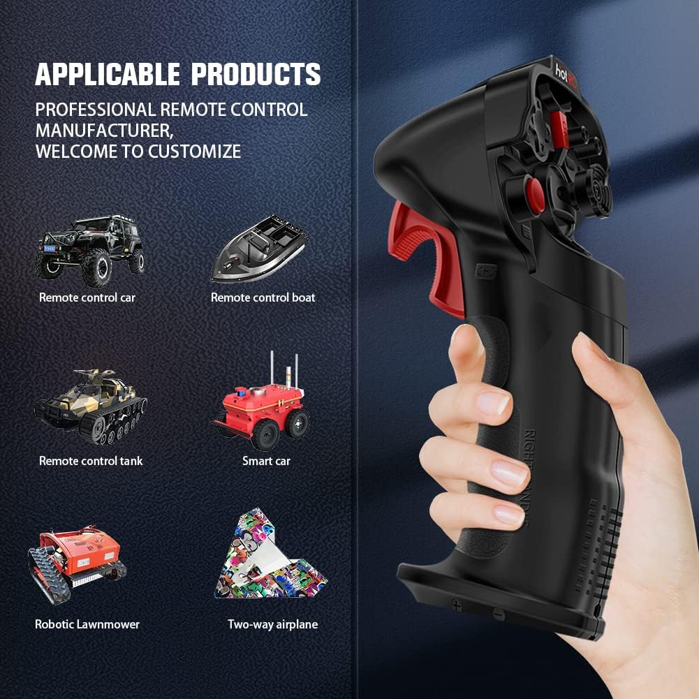 HOTRC DS-4A 2.4G 4 Channel Single Hand RC Radio Transmitter with 4CH Receiver for RC Car Boat Drone Airplane (W/ 2 RX)