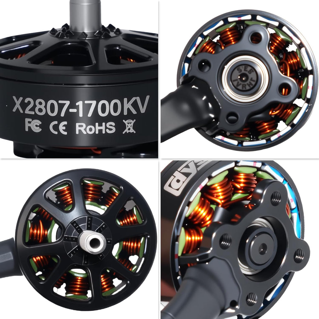 DYS 4pcs X2807 1300KV 1700KV FPV Brushless Motor,6S Drone Motor for 7,8Inch FPV Drone Frame Racing Quadcopter Motor Multirotor Drone Motors (X2807 1700KV 4PCS)