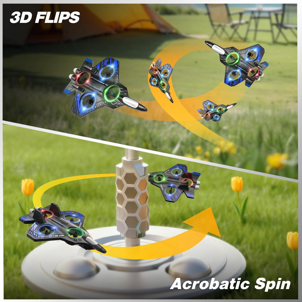 Foam Remote Control Airplanes, RC Planes with Light, RC Airplane Fighter Jet for Kids Adults 8-16, 360¡ã Flip, Stunt Roll, Drones for Kids 8-12, Airplane Toy Gifts for Kids Boys(Blue)