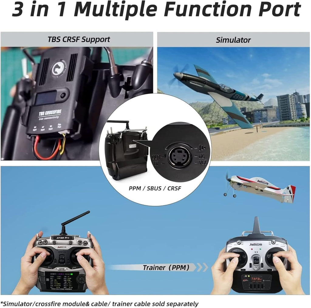 HTLNUZD Radiolink AT9S Pro 2.4G Radio Controller Transmitter 10/12 Channels DSSS & FHSS Communication with R9DS Receiver, for RC FPV Racing Drone Truck Car Boat (Golden-Radiolink AT9S Pro)