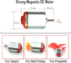 18 Set DC Motors Kit, Mini Electric Hobby Motor 3V -12V 25000 RPM Strong Magnetic with Shaft Propeller, 2 x AA Battery Holder,9V Battery Clip Connector,Plastic Wheels for DIY Science Projects