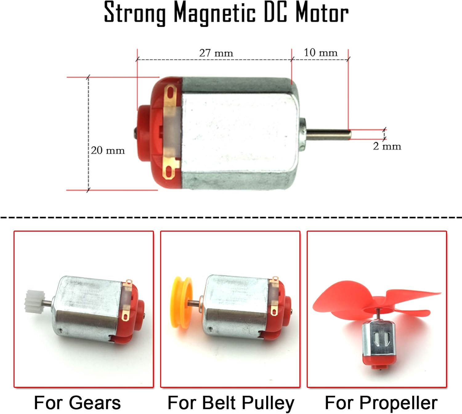 18 Set DC Motors Kit, Mini Electric Hobby Motor 3V -12V 25000 RPM Strong Magnetic with Shaft Propeller, 2 x AA Battery Holder,9V Battery Clip Connector,Plastic Wheels for DIY Science Projects