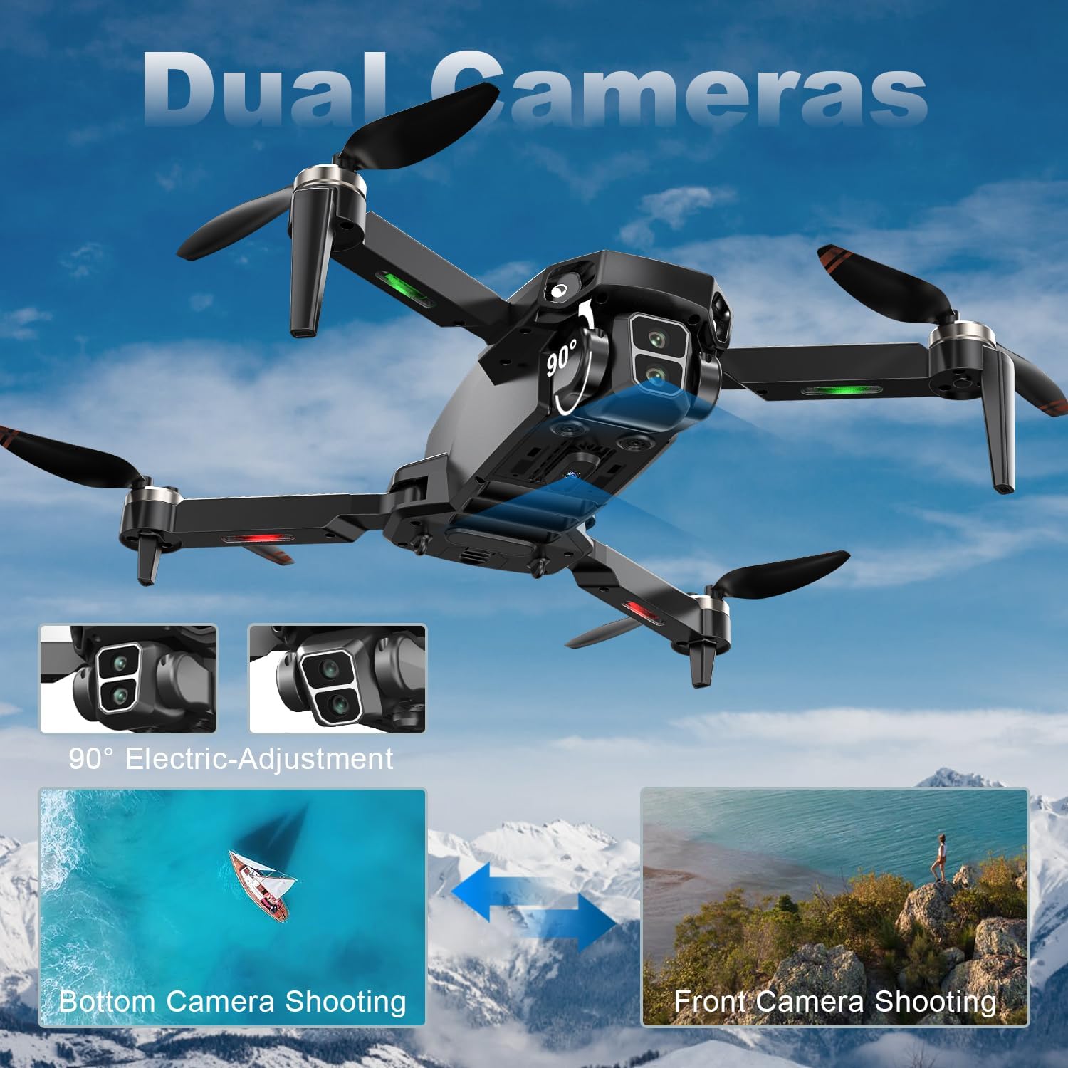 Drone with Camera for Adults 4K, Brushless Motor Drones for Kids Beginners, 60 Mins Flight, 130¡ã Lens, FPV Foldable RC Quadcopter, Gesture Photography, Toys Gifts for Teen Boys Girls, Black