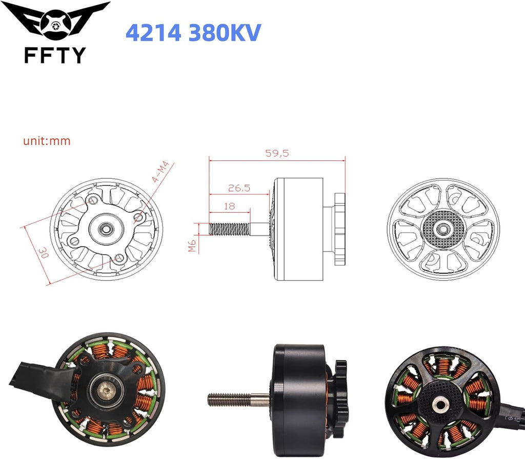 4214 380KV Brushless Motor 4.7kg(10.4lbs) Max Thrust for Cinematic Aerial Photography, Heavy Lift, Agricultural Spraying, and Industrial Inspection Drones (4)