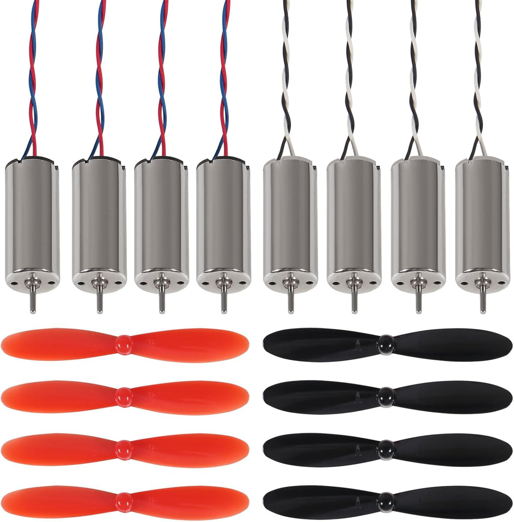 8pcs 8520 Coreless Motor 8.5 x 20mm Brushed Motors Hollow Cup Drone Motor+ 8pcs 55mm CW CCW Propeller for DIY Micro Quadcopter RC Drone