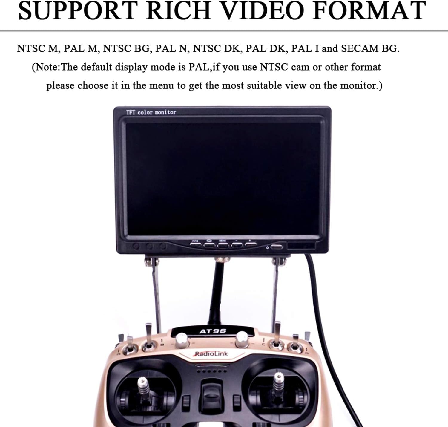 RC 7 Inch FPV Monitor 1024x600 IPS LCD Display Screen Monitor with Hood Sun Shield for RC FPV Drone Quadcopter