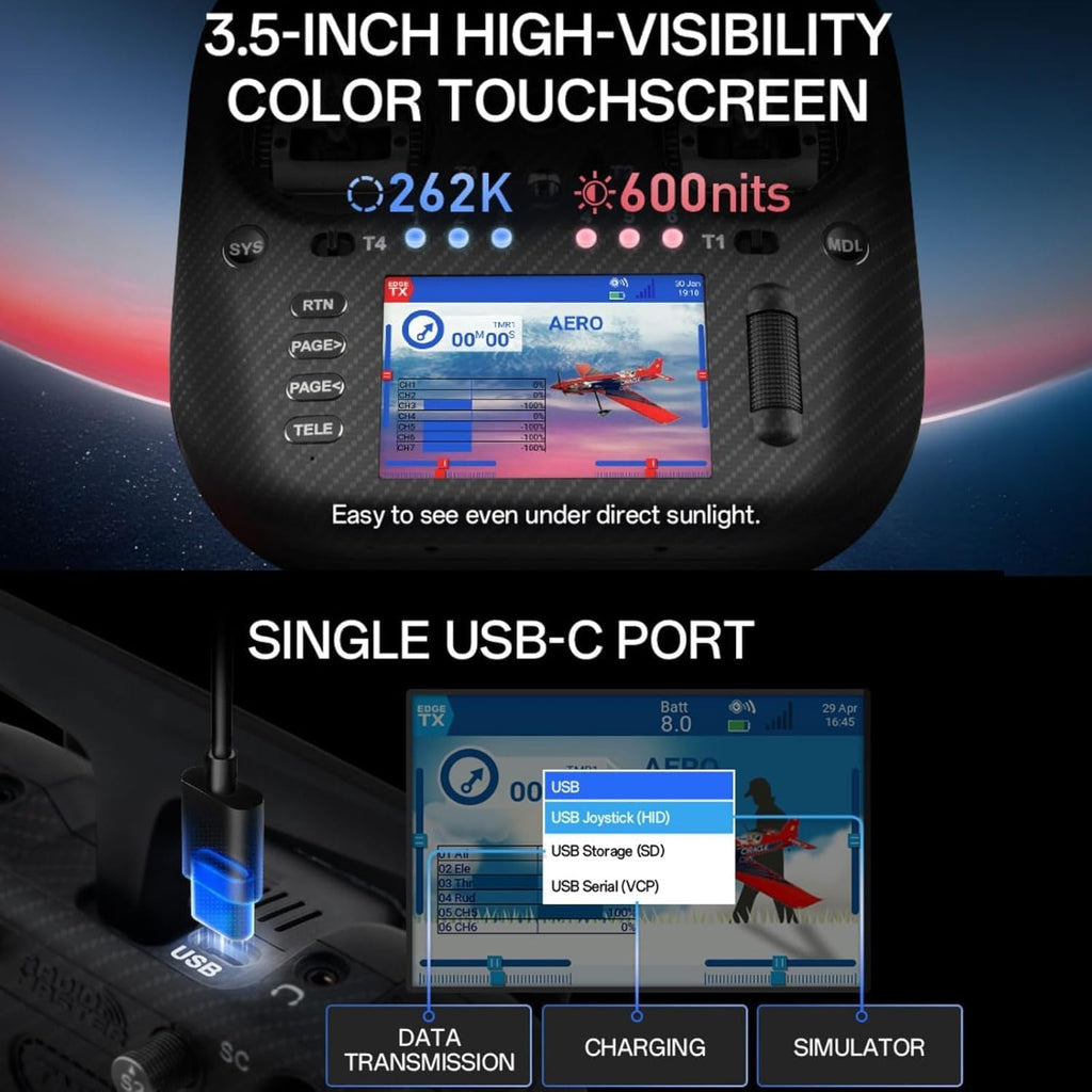 Radiomaster TX15 Max Radio Controller 2.4GHz 16 Channel EdgeTX Radio Transmitter, with AG02 CNC Hall Gimbals/3.5 IPS Touchscreen, Fits FPV Drones/Multirotors/RC Helicopter/Car Boats, Mode 2 (Red)