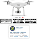 FAA Drone Labels (2 Sets of 3) + FAA UAS Registration ID Card for Hobbyist Pilots - Optional Battery Labels