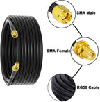 onelinkmore Low-Loss Coaxial Extension Cable 35Ft RG58 SMA Female to SMA Male Extension RF Coaxial Cable Connector and Two-Way Radio Applications Pure Copper 50 ohm RF Jumper Cable