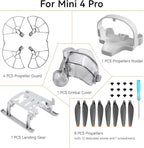 Mini 4 Pro Accessories Bundle: with Propellers Blades Guard Landing Gear Gimbal Protector Leg Extensions Props Holder Strap Lens Cover for DJI Mini 4 Pro Drone Accessories Set