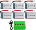 sea jump 6PCS 3.7V 800mAh 25C Lipo Battery with Molex Plug and 6in1 Charger Compatible with WLtoys SYMA Most Drone Quadcopters, Aerial Drones, Gliders, Robot Batteries