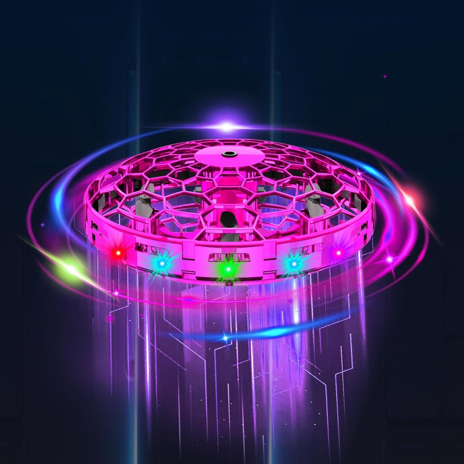 Hand Operated Small Drone Indoors&Outdoor,Mini Drone For Kids,Colorful Stunts Flying Ball Toy,Stem Toys for Children,Birthday And Christmas Gift For 6 7 8 9 10 11 12+ Year Old Boys Or Girls£¨Pink£©