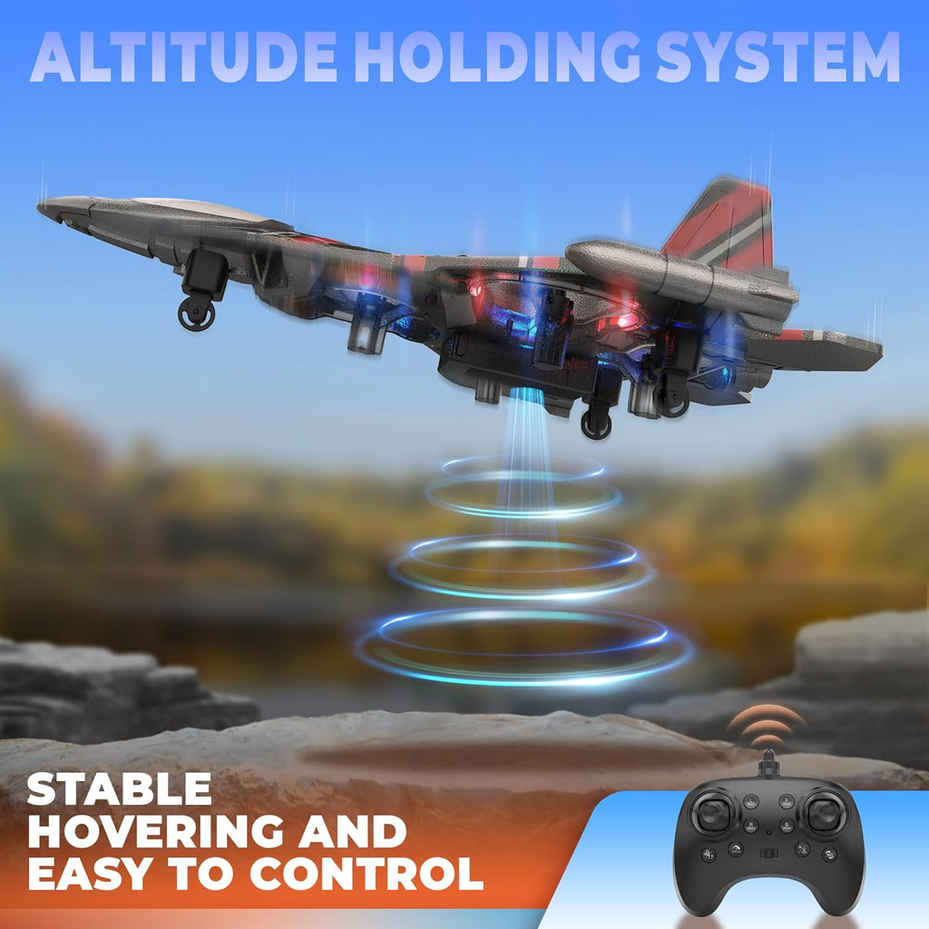 BEZGAR Drones for Kids | 2.4GHZ RC Plane | Remote Control Airplane, Mini Stunt Plane Helicopter, 360¡ã Flip Fighter Jet Toy with Colorful LED Navigation Lights Red, Toys for ages 8-13