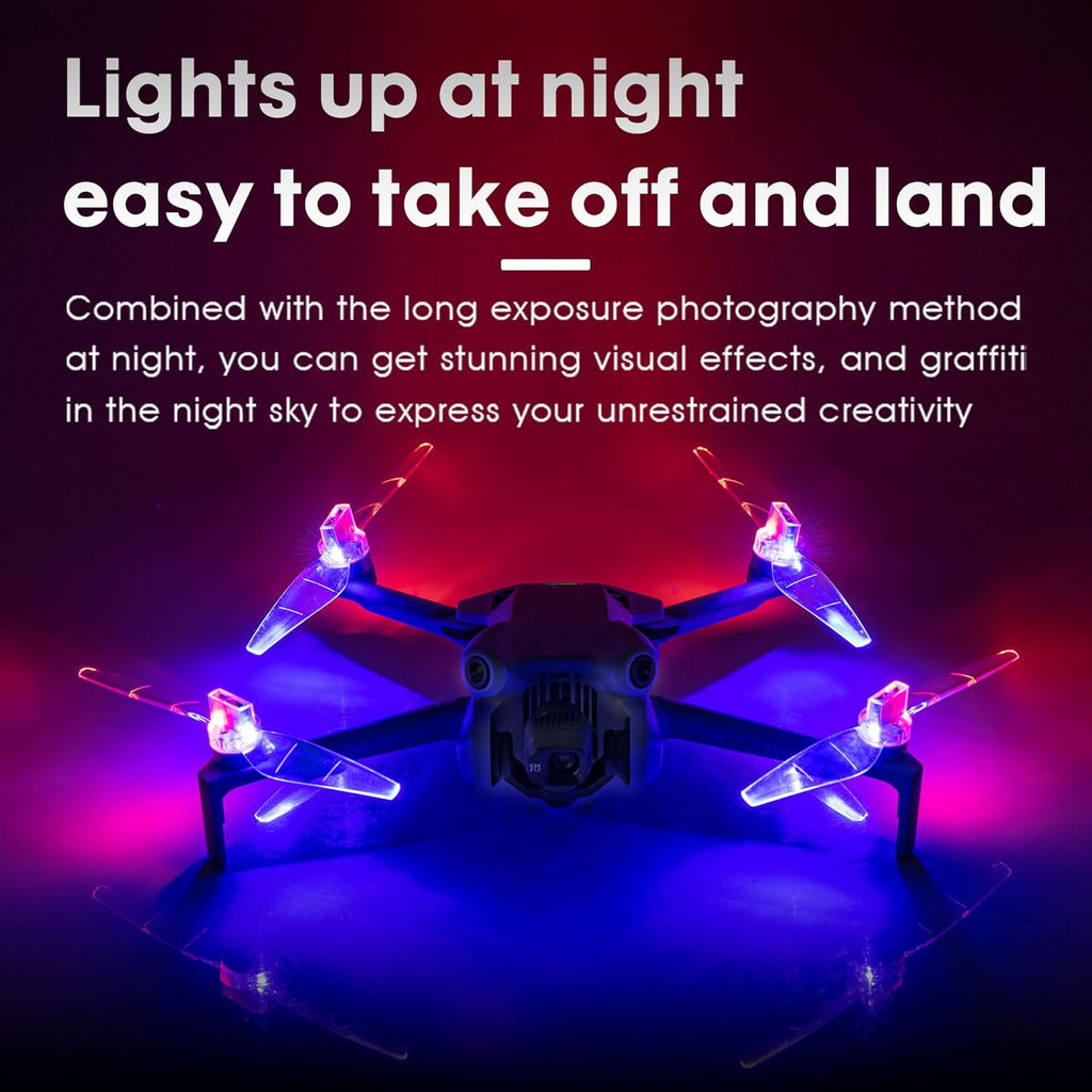 Mini 4/3 Propellers LED Lights Replacement Prop Blades Low Noise Accessories for DJI Mini 3/4 Fly More Combo Plus Drone (2 Pairs)