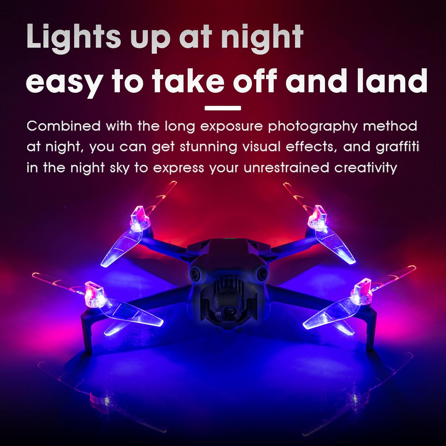 Mini 4/3 Propellers LED Lights Replacement Prop Blades Low Noise Accessories for DJI Mini 3/4 Fly More Combo Plus Drone (2 Pairs)
