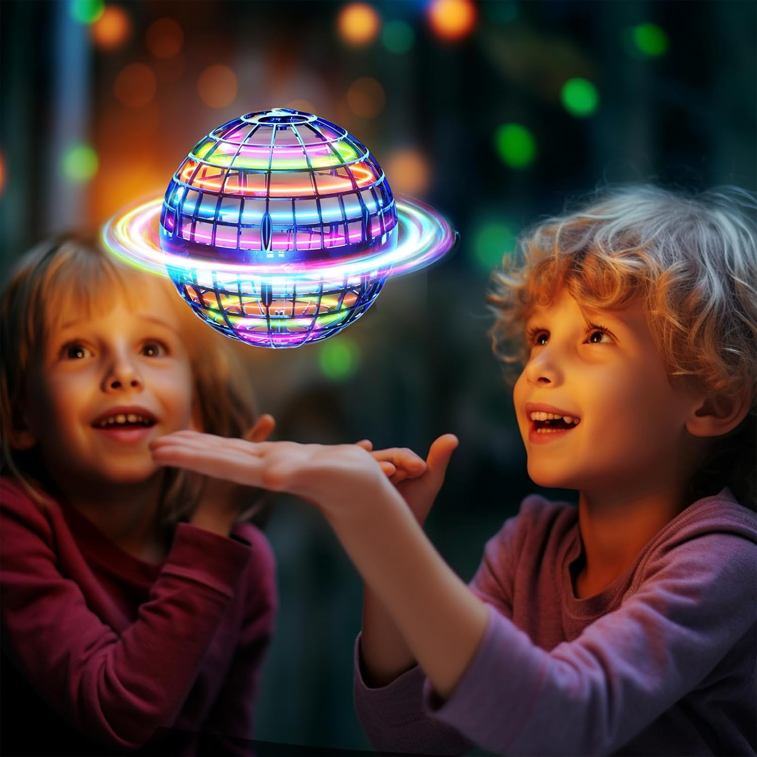 Ivtivfu Flying Orb Ball (Blue, 2025 Upgraded) with Dazzling Lights, Magic Hover Spinner, Cool Boomerang Drone, Floating Cosmic Globe, Kids Toys Gifts for 6 7 8 9 10 Year Old Boys Girls