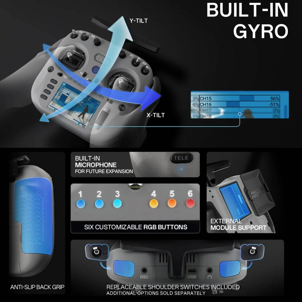 Radiomaster TX15 Radio Controller 2.4GHz 16 Channel EdgeTX Radio Transmitter, with V5.0 Hall Gimbals/3.5 IPS Touchscreen, Fits FPV Drones/Multirotors/RC Helicopter/Car Boats, Mode 2 (Blue)