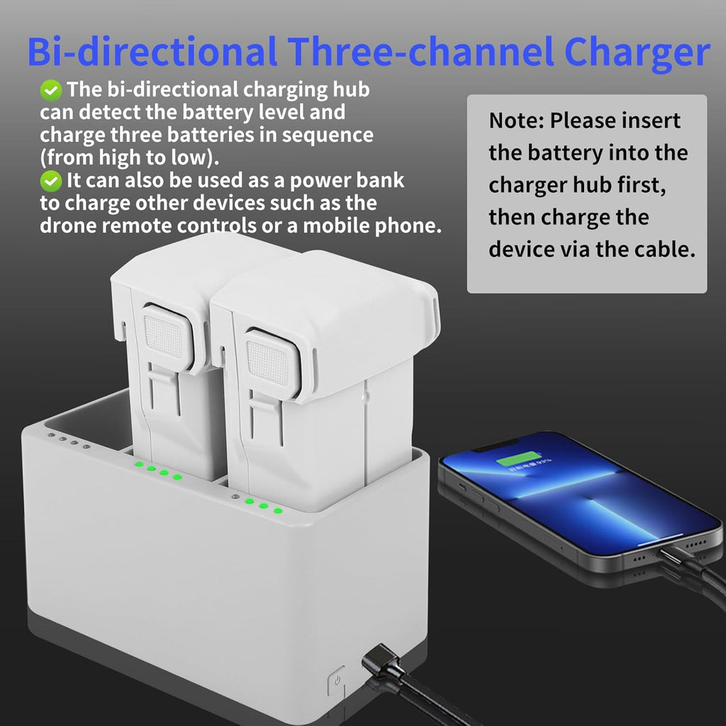 Mini 3 Series Intelligent Flight Battery Plus(2 Packs) with Bi-Directional Charging Hub for DJI Mini 4 Pro/Mini 3/ Mini 3 Pro,3850mAh 47 Mins Flight Time