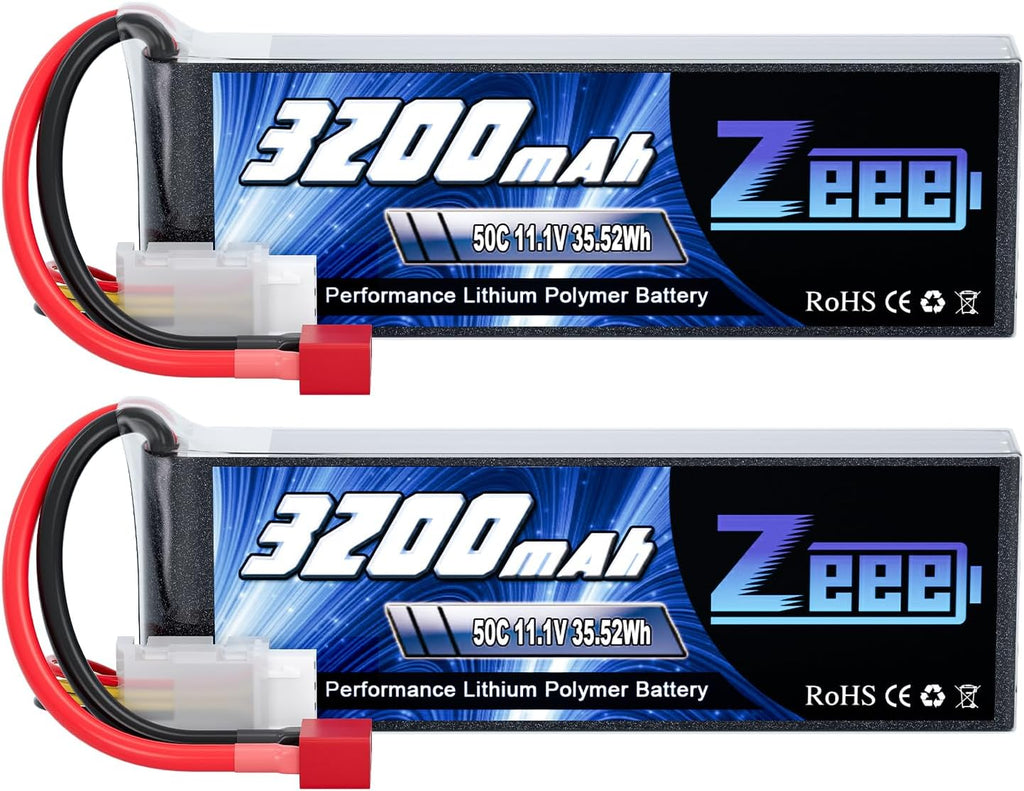 Zeee 3S Lipo Battery 3200mAh 11.1V 50C Soft Case Battery with T Connector for RC Airplane RC Helicopter RC Car RC Truck RC Boat UAV Drone FPV(2 Pack)