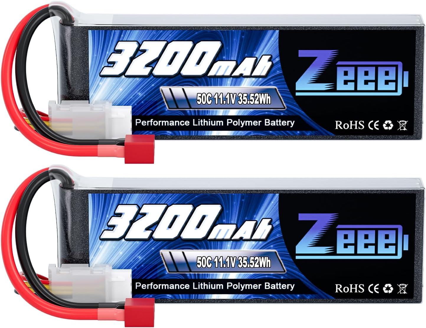Zeee 3S Lipo Battery 3200mAh 11.1V 50C Soft Case Battery with T Connector for RC Airplane RC Helicopter RC Car RC Truck RC Boat UAV Drone FPV(2 Pack)