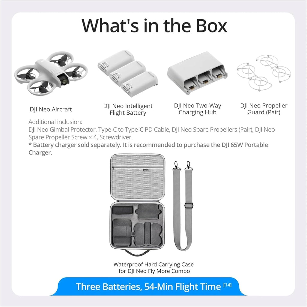 DJI Neo Palm Sized Lightweight Drone Combo with Six Intelligent Shooting Modes with Customized Travel Case for DJI Neo Combo bundle