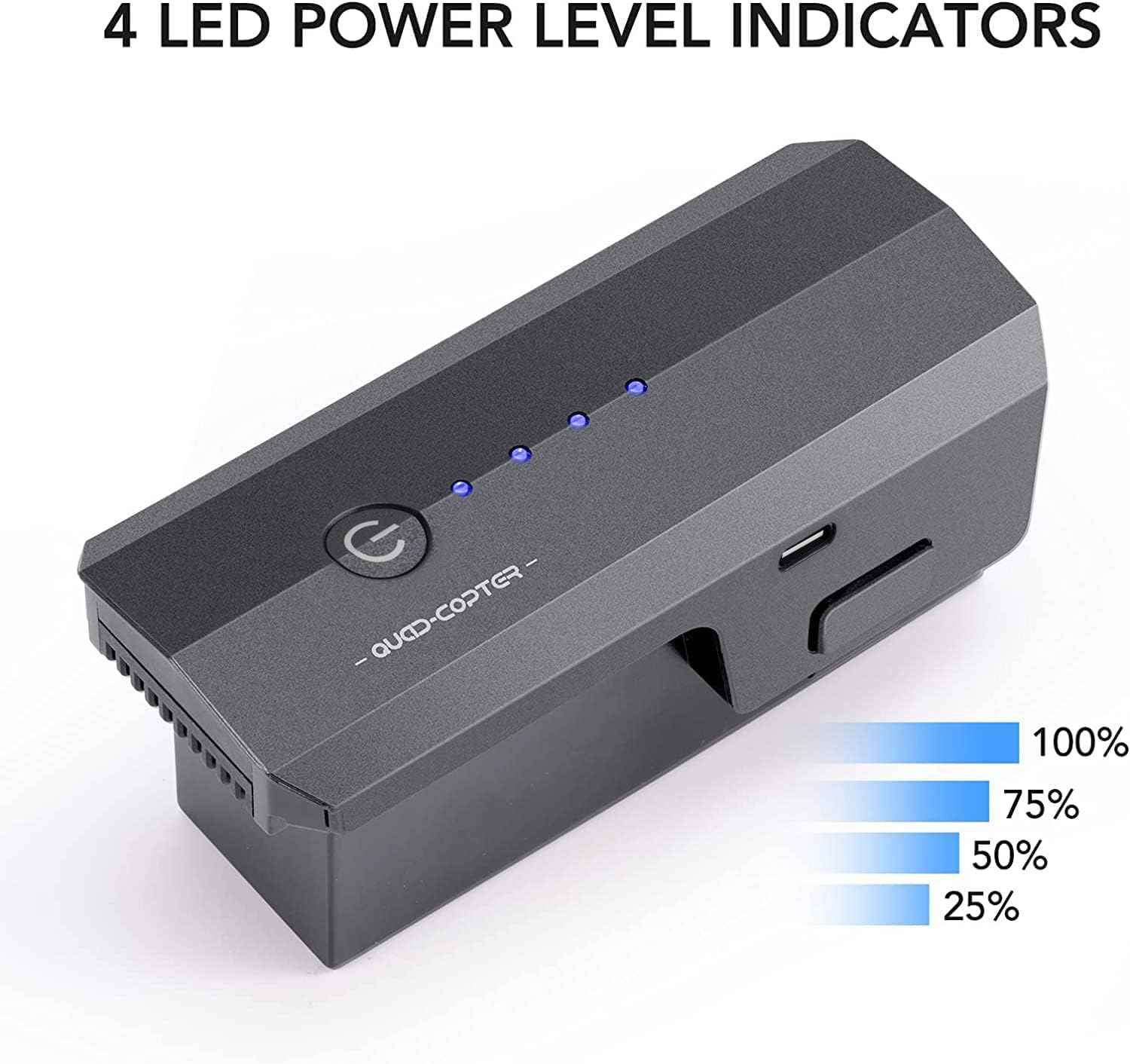 Ruko F11/F11PRO/F11GIM/F11GIM2 Drone Battery 11.1V 2500mAh/27.75Wh Li-po Rechargeable Battery and USB Cable for F11 Series RC Quadcopter Drone Black