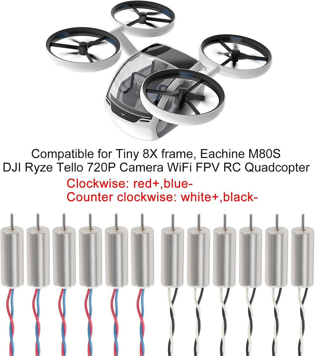 12pcs 615/6x15mm Motor 19000KV Insane Tiny Whoop Drone Frame Brushed Motors 4CW 4CCW Coreless Motor with JST-1.25 Connector for Model Aircraft/UAV/Quadcopter/Toy Aircraft, etc