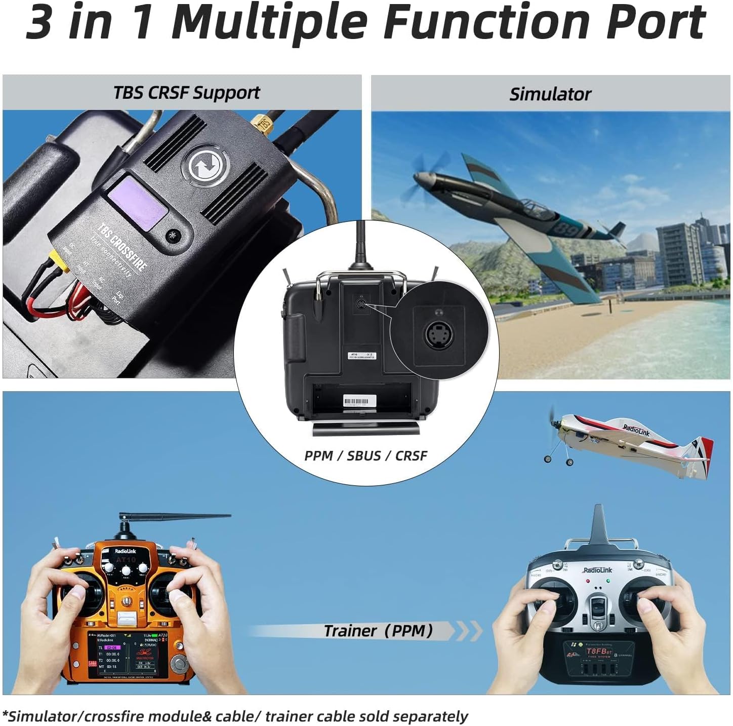 Radiolink AT10II 12 Channels RC Transmitter and Receiver R12DS 2.4GHz Radio Remote, Voltage Telemetry for RC Airplane, FPV Racing Drone, Quad, Helicopter, Car and Boat (Mode 2 Left-Hand Throttle)