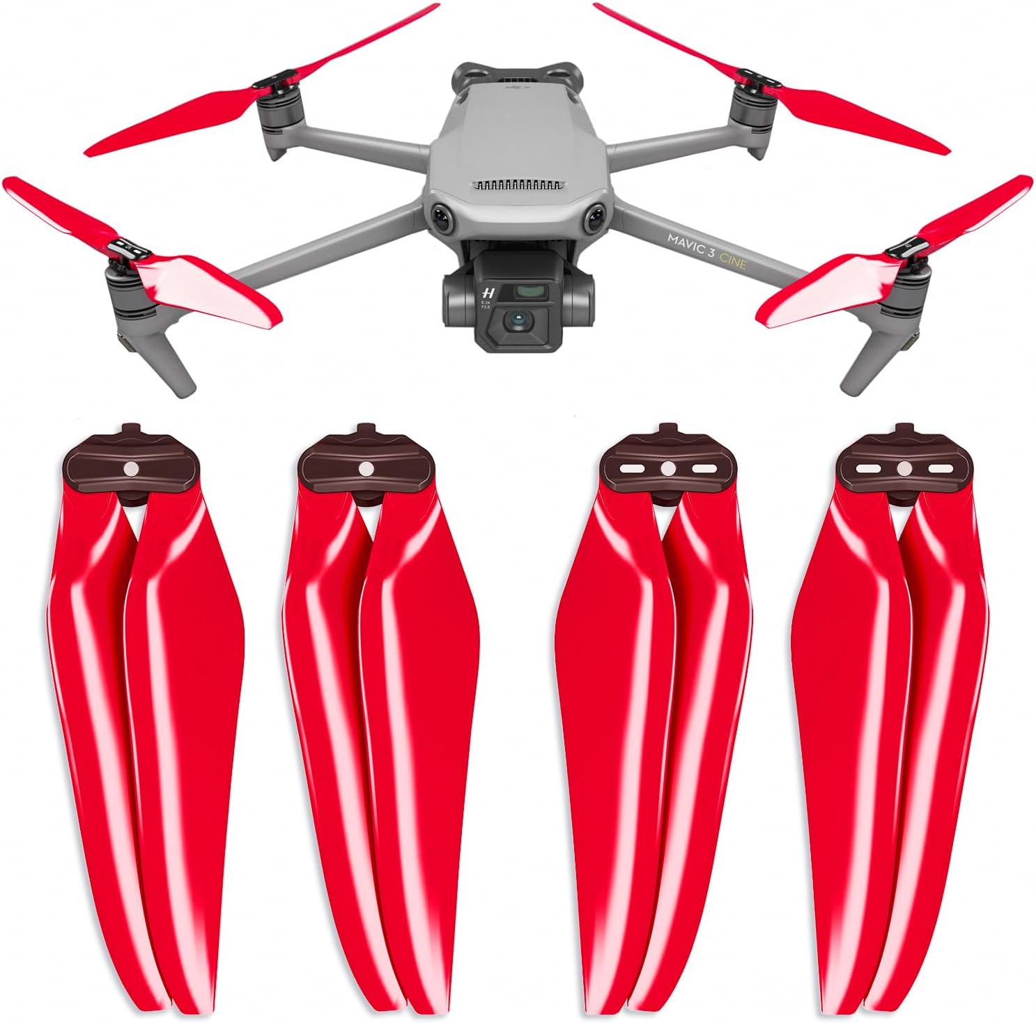 Master Airscrew Stealth Propellers for DJI Mavic 3 & Mavic 3 Pro/Cine/Enterprise/Classic/3T/3M - Red, 4 pcs