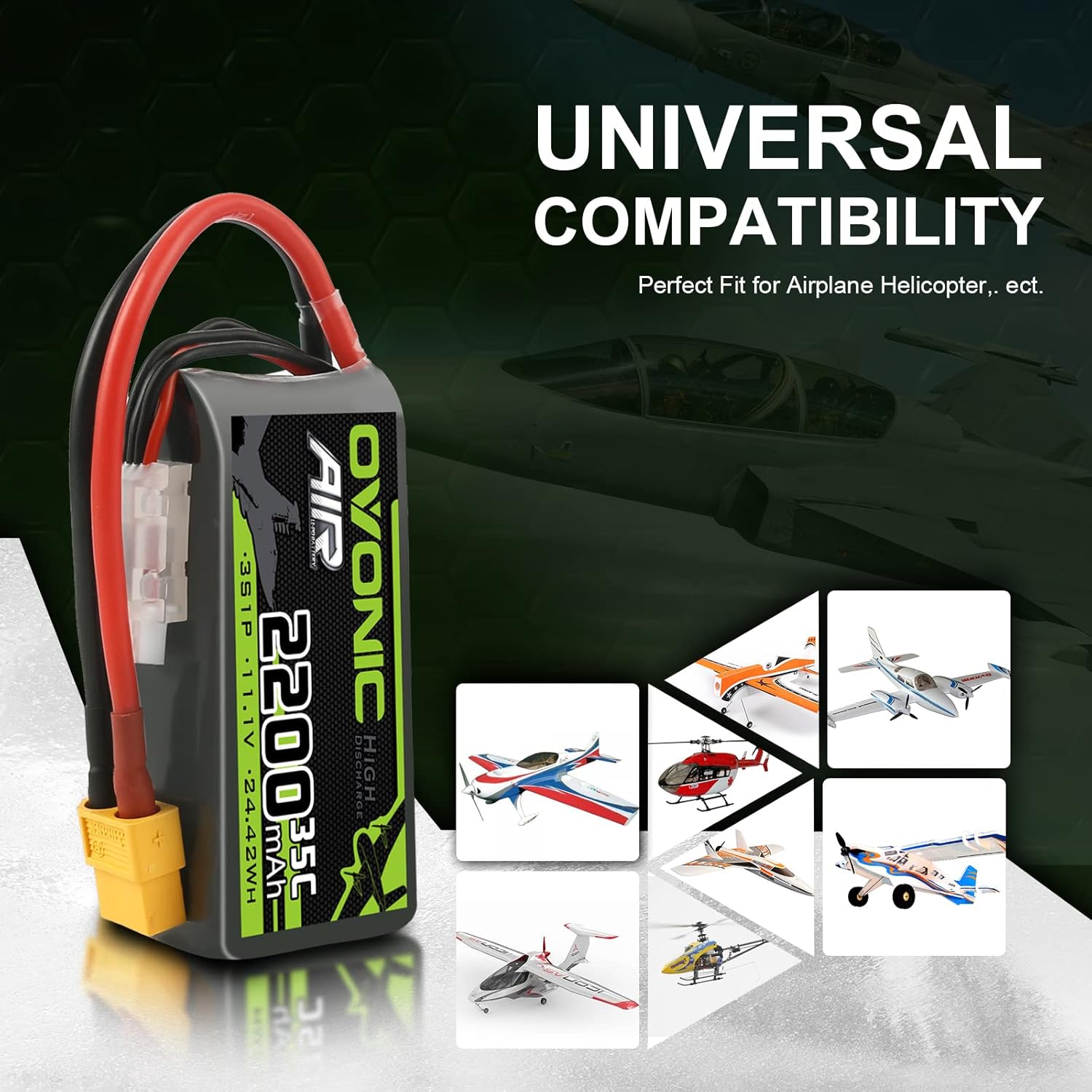 OVONIC 3s Lipo Battery 35C 2200mAh 11.1V Lipo Battery with XT60 Connector for Airplane RC Quadcopter Helicopter FPV Drone (1pcs)