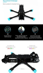 SPARKHOBBY Axisflying Manta 3.6inch Squashed-X Carbon Fiber Frame Kit Wheelbase 162mm Suitable for Gemfan-3630 Prop 3.6¡± Freestyle Drones (3.6 Manta KIT)