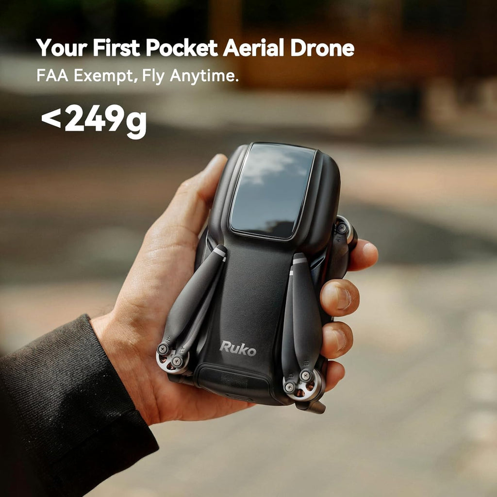 Ruko U11MINI 4K (RC3), Professional 8K Drone with 5.5 Touchcreen, Drones with camera for Adults 4K Video, 3-Axis Gimbal, 20000ft FPV Transmission, Under 249g FAA Exempt, Beginner (64-Min Flight)
