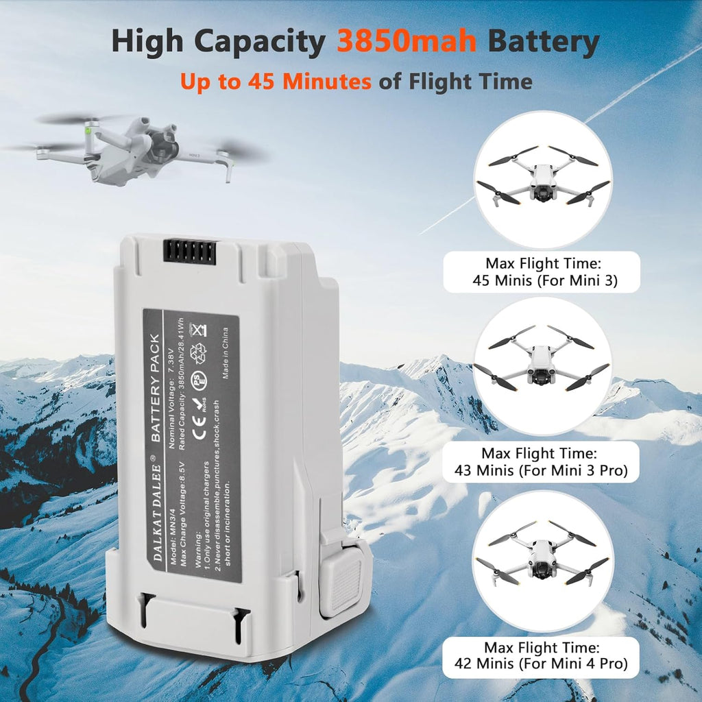 Intelligent Flight Battery Plus Compatible with DJI Mini 4 Pro, Mini 3 Pro, Mini3 Drone, Upgraded Drone Battery Replacement Parts 3850mah 7.38V