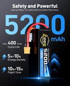 Zeee Premium Pro 6S 5200mAh Lipo Battery 22.2V 130C with XT90 Connector Ultra-Low Internal Resistance Soft Pack Lipo Battery for RC Car Truck RC Drone Boat Helicopter Airplane Racing Models (2 Packs)