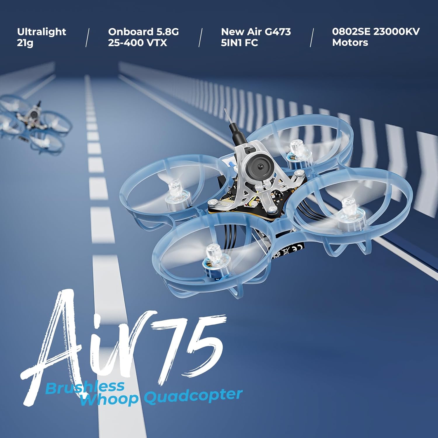 BETAFPV Air75 Brushless Whoop Quadcopter, Ultralight 1S 75mm Micro Whoop Drone with C03 FPV Camera, G473 5IN1 Air Flight Controller ELRS Receiver 0802SE 23000KV Motors for FPV Racing Freestyle-ELRS