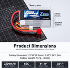 Zeee 3S Lipo Battery 2200mAh 11.1V 50C Shorty Pack Battery with T Connector for RC Car Truck Vehicles RC Boat RC Drone Airplane Quadcopter Helicopter FPV RC Hobby Models (2 Pack)