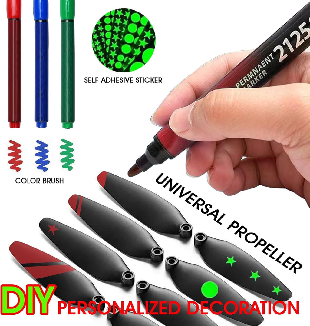 Universal 64mm/2.52In Drone Propellers for S2S, S136,S814,S162 Models - Replacement Drone Accessories with Stable and Low-Noise Operation, Easy Installation and Removal,16-Pack (Black)