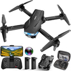 Drones with Camera for Adults 1080P HD Foldable Drone with Carrying Case Drone with One Key Take Off/Land, 3 Speed Mode, 360¡ã Flip Dark Black