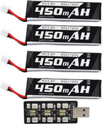 Blomiky 4 Pack 1S 3.8V 450mAh 80C Lipo Battery with PH2.0 Plug Compatible with S Free Style RC Quadopter Drone / F4 Battery 4