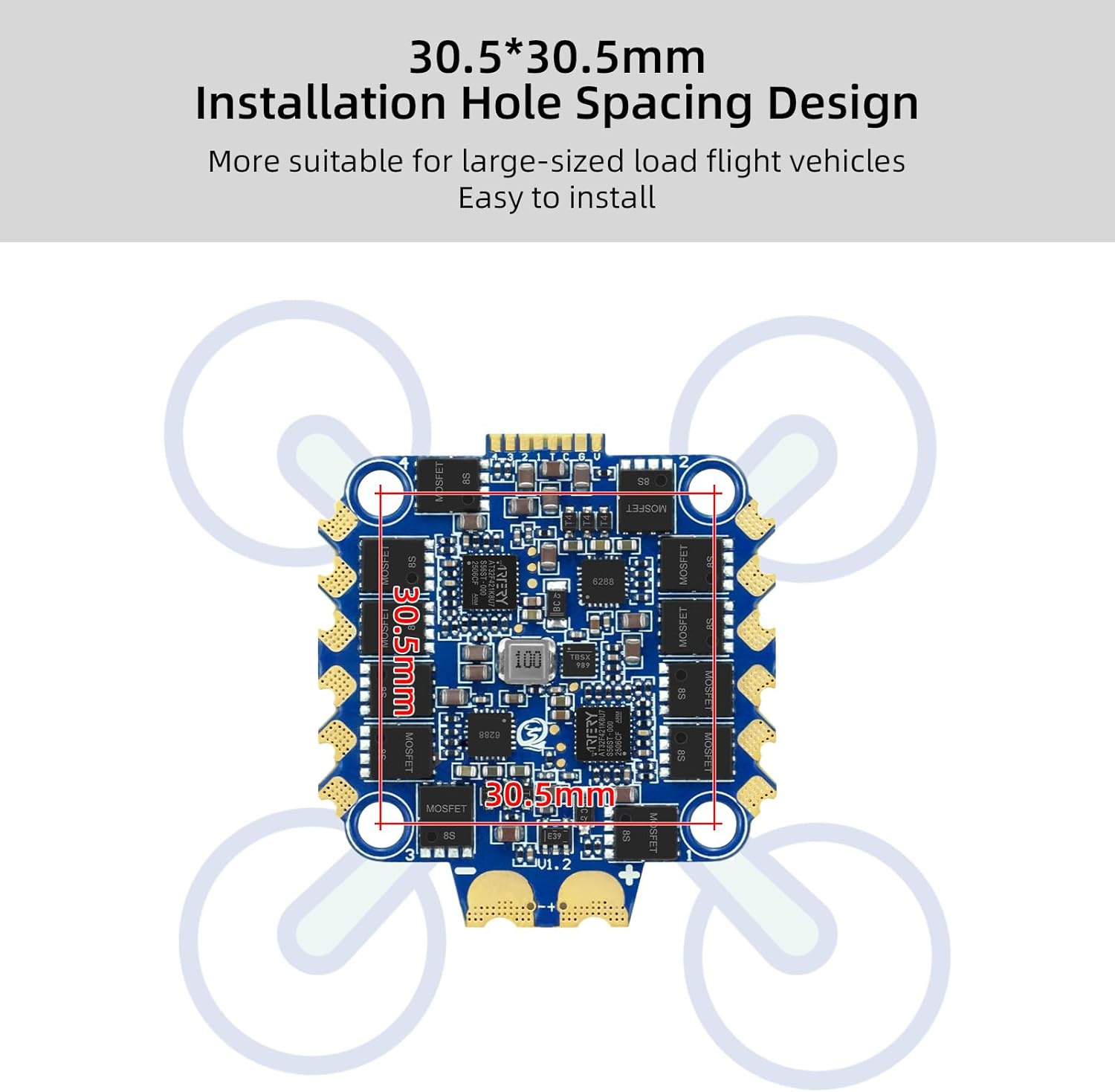 SEQURE 4in1 ESC 70A Brushless Electric Speed Controller 2-8S AM32 ESC 30.5x30.5mm for FPV Racing Drones Freestyle