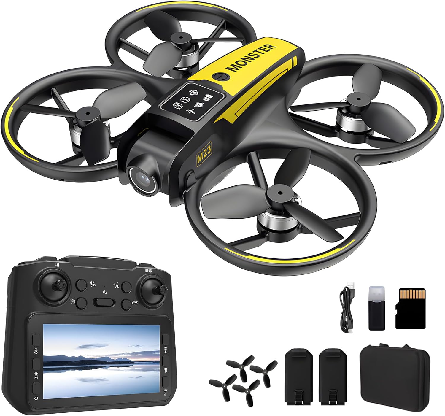 Drone for Kids with Camera and 4.5 Screen Remote ¨C Beginner RC Drone with Brushless Motor, Optical Flow Hover, One-Key Takeoff, 2 Batteries