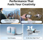 DJI Flip (RC-N3) Bundle with 128GB Micro SD Card& Propeller Guard Ring& Strobe Light - Drone With 4K UHD Camera for Adults, Under 249g, Palm Takeoff, Auto Return, 31-Min Flight Time