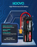 HOOVO 3S 11.1V 2200mAh 50C Lipo Battery with XT60 Connector for RC Helicopter Airplane Quadcopter UAV Drone FPV (2 Pack)