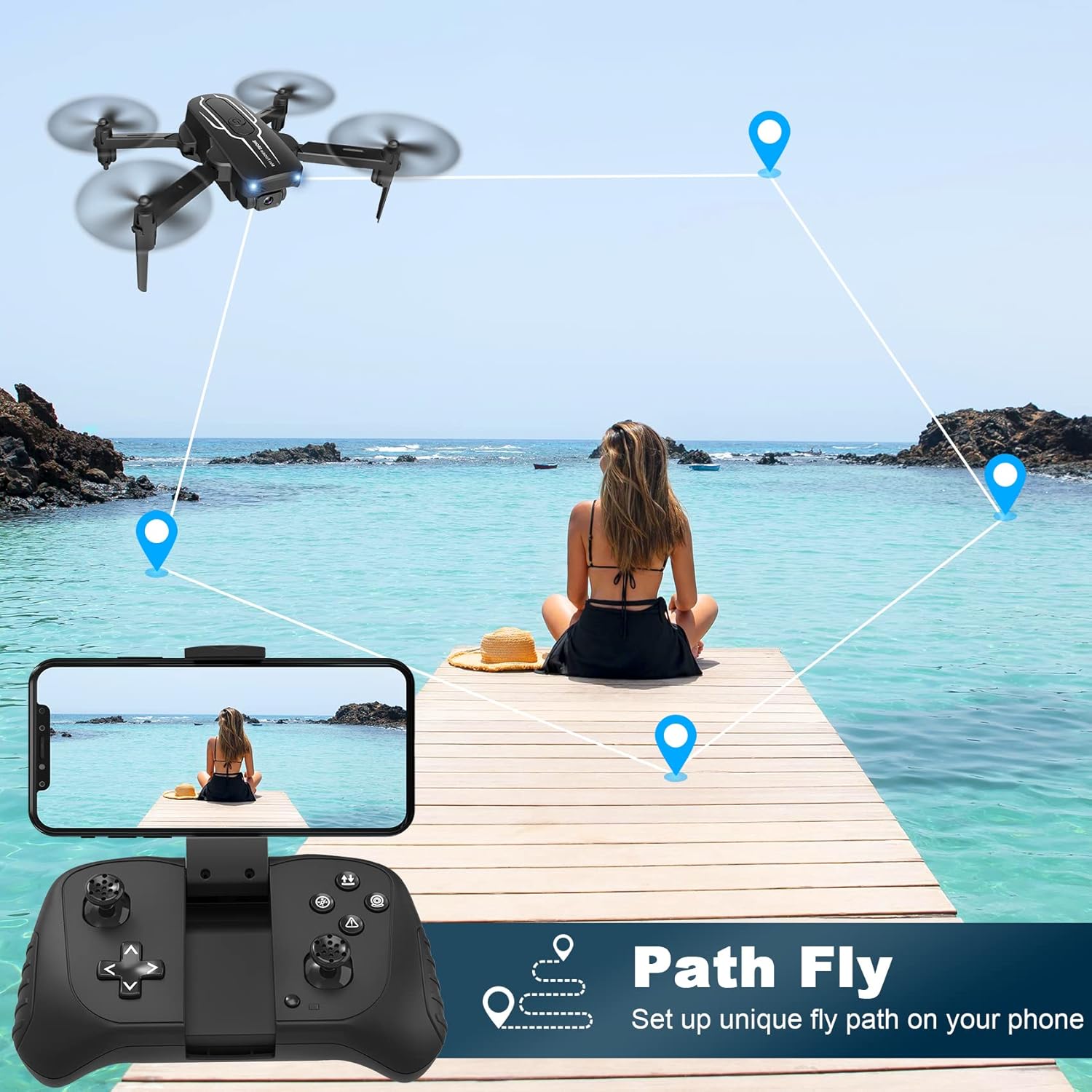 Mini Drone with Camera for Adults Kids - 1080P HD FPV Camera Drones with 90¡ã Adjustable Lens, Gestures Selfie, One Key Start, 360¡ã Flips, Toys Gifts RC Quadcopter for Boys Girls with 2 Batteries