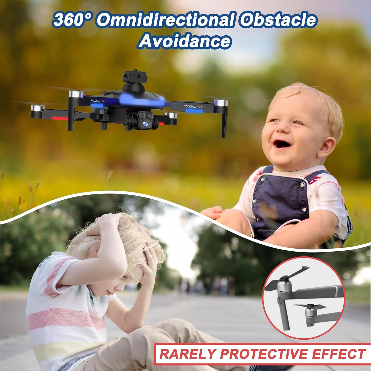 Drone with Camera for Kids, 1080P HD FPV Foldable Drones for Beginners, Brushless Motor Drone with Carrying Case, Long Flight Time, One Key Take Off/Land, Altitude Hold, 360¡ã Flip, Obstacle Avoidance