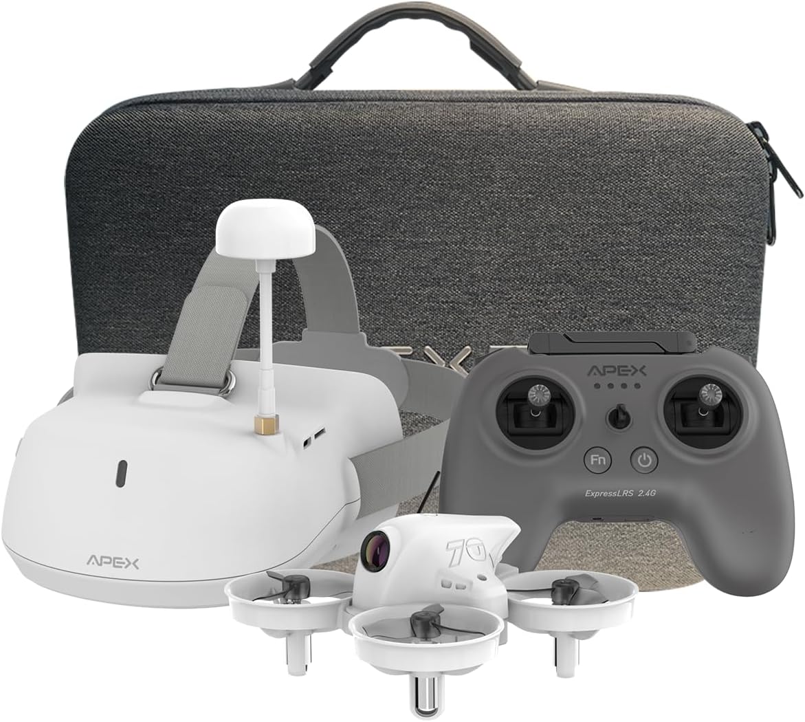 APEXFPV FPV Drone Kit,FPV Goggles Beginners Drone,Indoor&Outdoor drone,Trainer Mode,Turtle Mode,Black Box,Anti-loss Beeper,Optical Flow Fixed Point,Drop-resistant,Have Video Tutorials.VR70-4.0